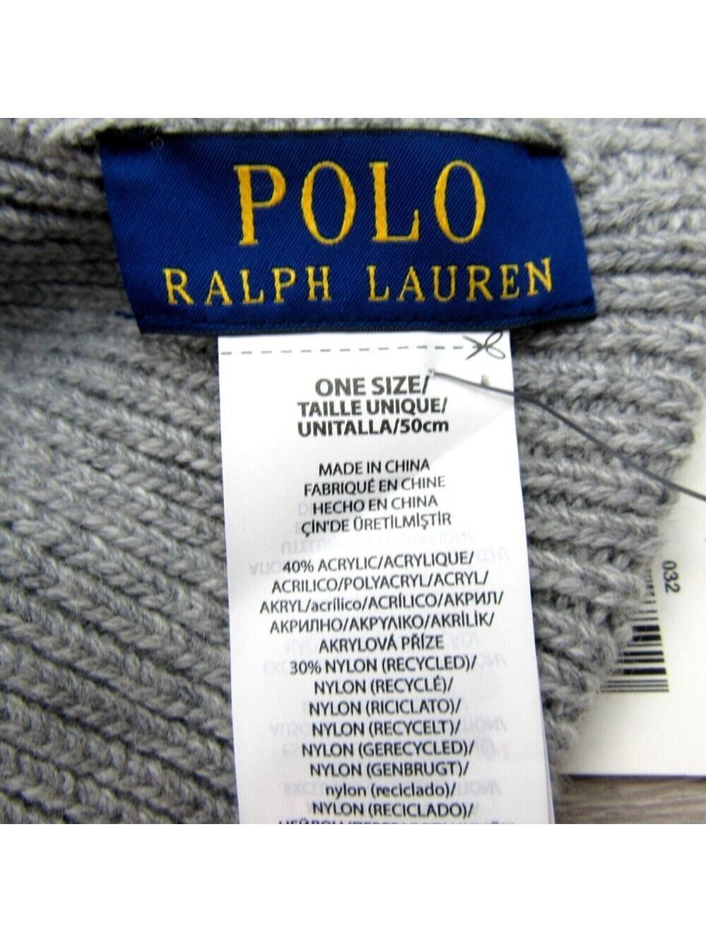 Polo Ralph Lauren RL Embroidered Bear Grey Beanie Cap One Size Fit NEW - Picture 9 of 10